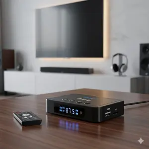 Bluetooth 5.0 Audio Adapter Transmitter Receiver, 3-in-1 USB Optical AUX HiFi Converter for Home Theater, Car Stereo, TV, PC, and Streaming Devices.