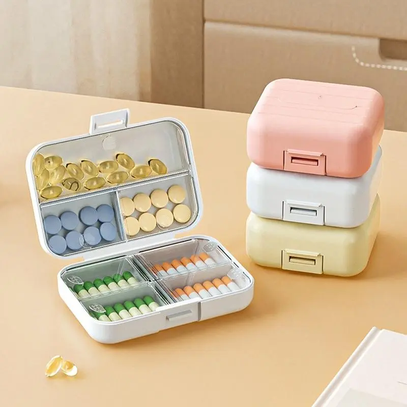 Portable Pill Organizer for Home & Travel, Mini Medicine Box, Simple Pill Storage Box, Snap-type Pill Box, Home Organizer for Medicine, Pill, Vitamin, Healthcare, Supplement Organizer