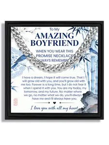 1 Piece Cuban Link Necklace Gift Box for Valentine's Day for Christmas for Birthday Suitable for Chinese National Style - Gift for Boyfriend with Blessing Card and Box Cuban Link Chain