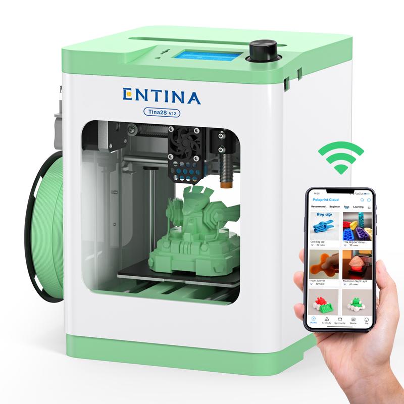 Mini 3D Printer for Kids and Beginners,Huge Toy Library,Tina2S 3D Printer with WiFi Cloud Printing, Fully Assembled and High Precision Printer with Smart Control and Heated Spring Steel Build Plate ,Wireless,Children's creative toys DIY