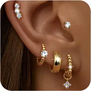 Gold-plated Embrace Earrings For Women, Fashion Stacked Hypoallergenic Cartilage Earrings