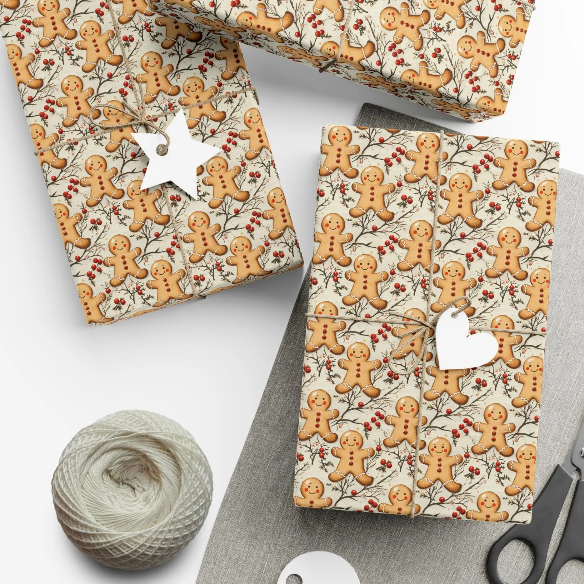 Gingerbread Wrapping Paper Holiday Gift Wrap Festive Paper Christmas Gift Wrap Gingerbread Cookies Christmas Baking Gift Idea Premium Paper