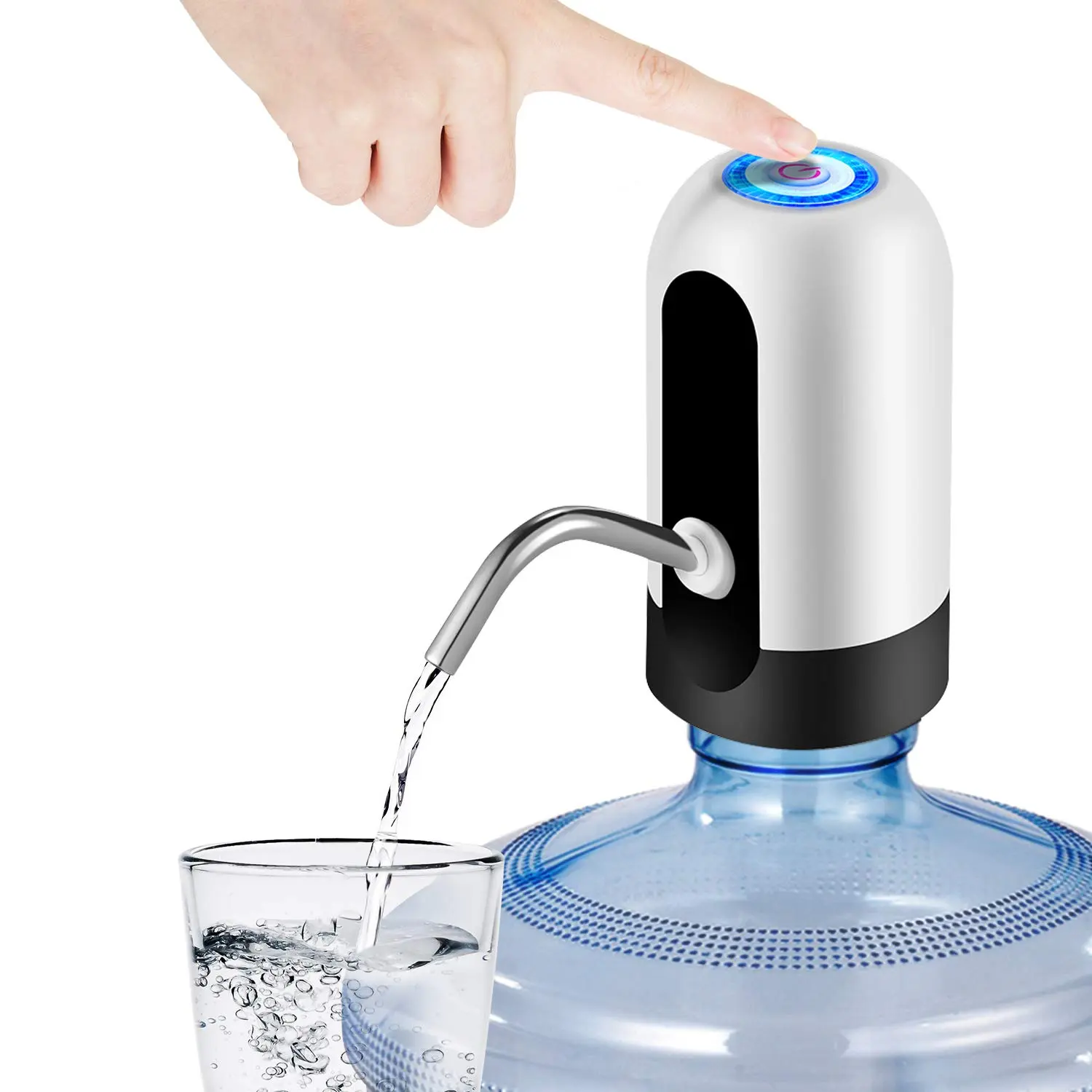 2026 New 5 Gallon Water Dispenser - Water Bottle Pump with Reusable Cap for Screw Top or Crown Tops, USB Charging Water Jug Dispenser
