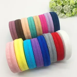 5 Yards 16mm Grid Elastic Ribbon with Fold-Over Spandex - Multicolor Assorted Colors, Durable Sheer Fabric for Sewing, Waistbands, Garment Accessories & DIY Crafts
