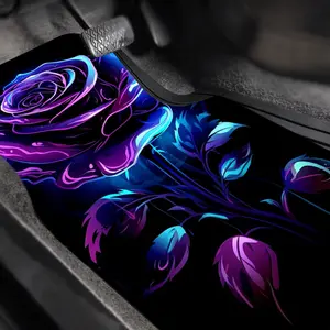 4pcs/set blue rose car floor mats - Breathable all-season polyester fiber front and rear mats - Suitable for 95% of sedans, SUVs, and trucks, suitable for all weather conditions - All-weather use, for car decoration|Auto parts|Car accessories, enhance dri