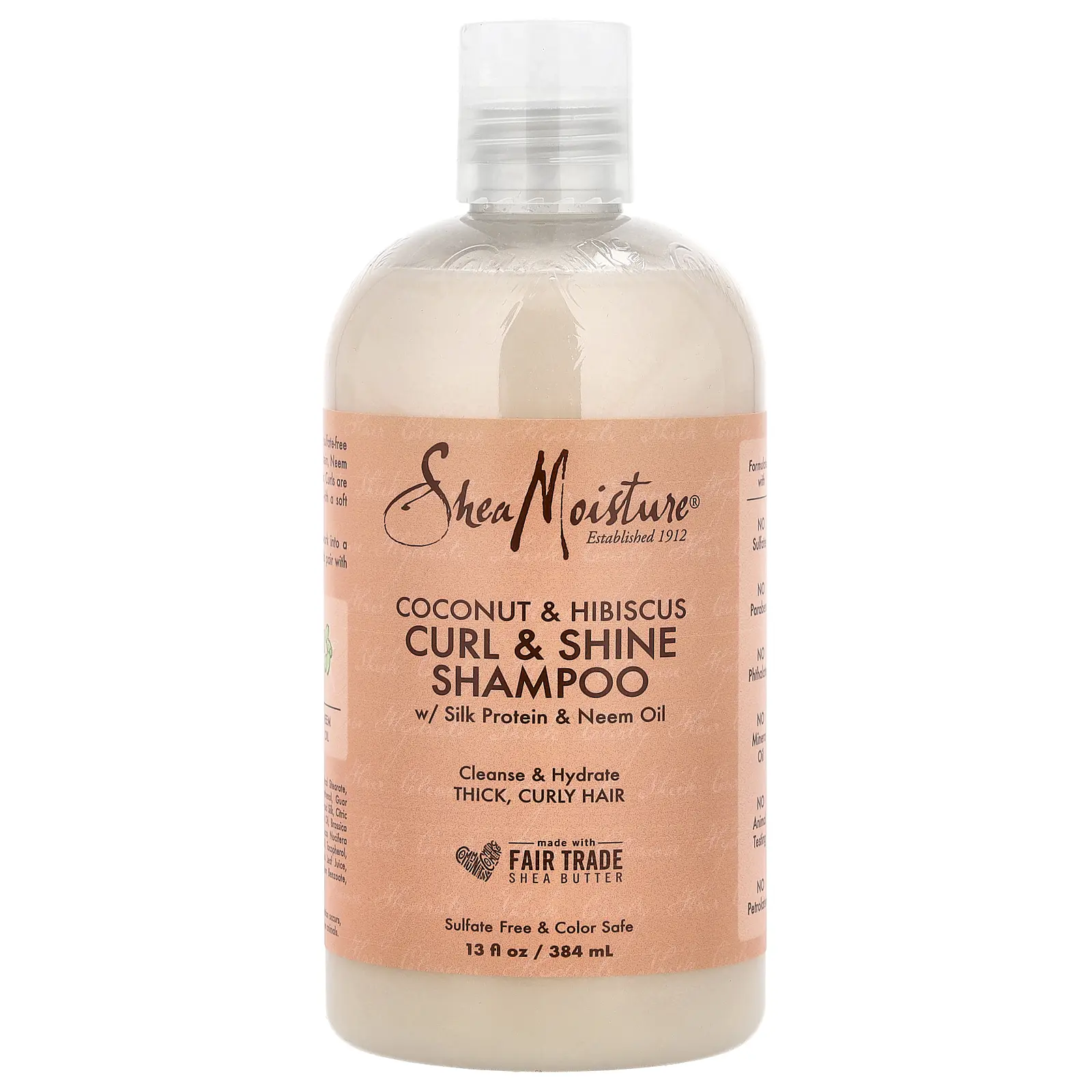 SheaMoisture Curl & Shine Shampoo, Coconut & Hibiscus, Thick, Curly Hair, 13 fl oz (384 ml)