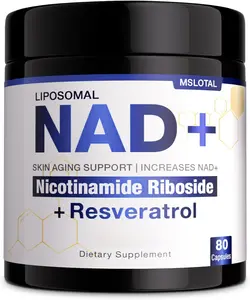 NAD+ Supplement Capsules 1000mg with Nicotinamide Riboside & Resveratrol, High Purity Formula, 80 Capsules