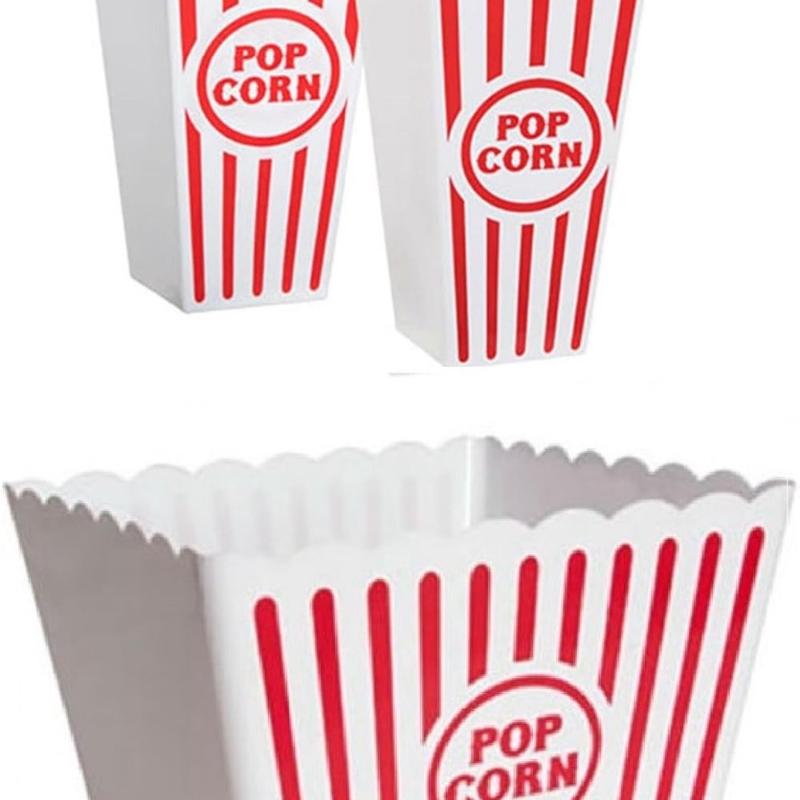 Retro Popcorn Bucket Set Plastic Reusable for movie night