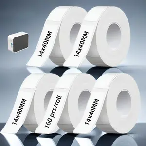 Multiple sets of 960/480/160 sheets of 14 x 40mm gap labels, thermal label paper, waterproof, oil resistant, and scratch resistant, white label tape, suitable for daily office, school, and home use, colorful design, study supplies, home organization,
