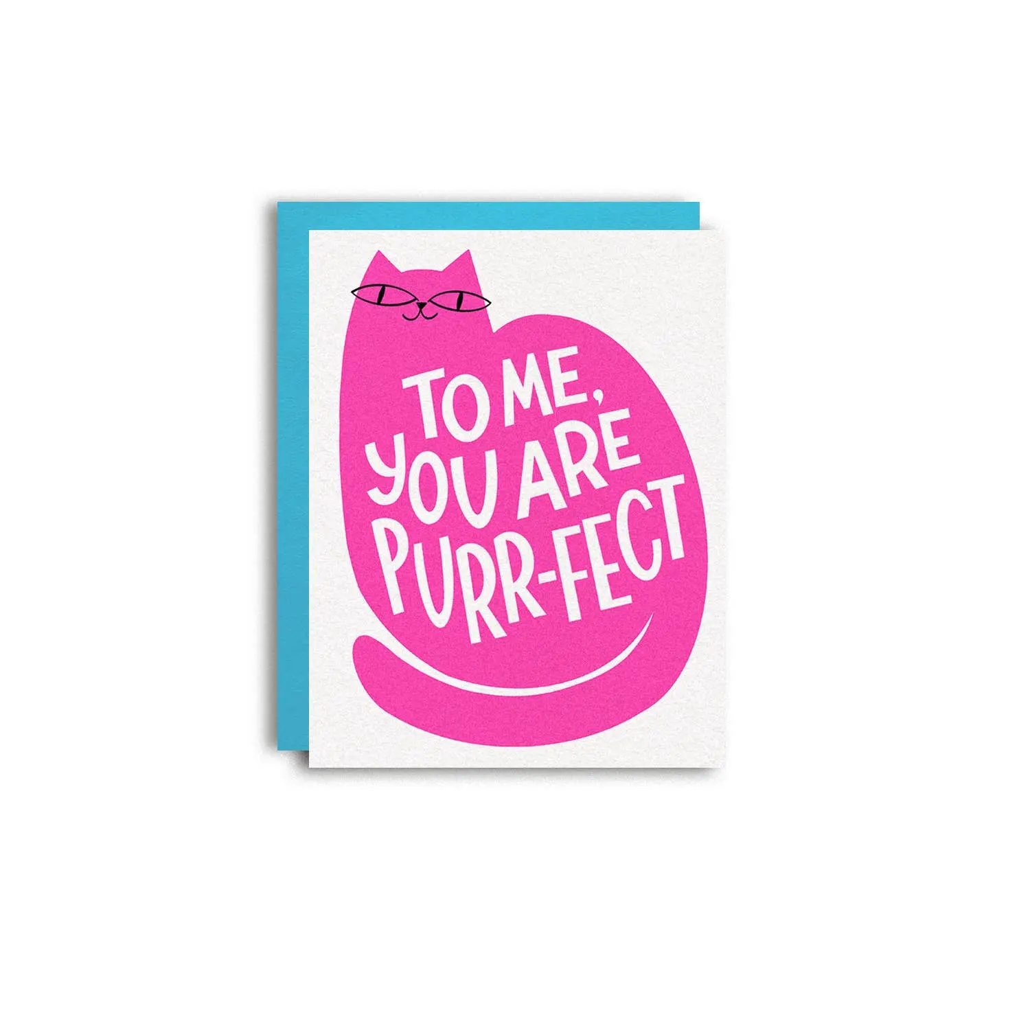 Purrfect Love Cat Valentine Risograph Greeting Card