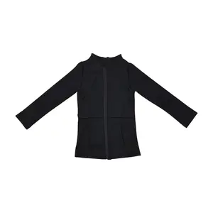 Athletic Girl Long-sleeved Yoga Jacket with Zipper Tight-fitting and Stretchy KidsClothes for Active Play