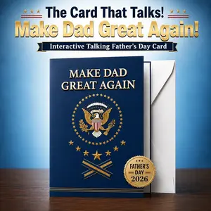 Funny Father’s Day Talking Card – “Make Dad Great Again” Roast Comedy Greeting Card, Automatic Voice Playing Joke Card, Unique Funny Gift for Dad, Grandpa & Husband