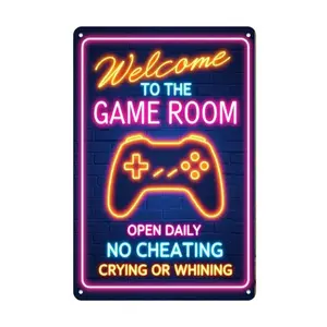 Aluminum Neon Gaming Room Art - Home Office Bar Cafe Wall Decor Aluminum Video Game Controller Sign Easy to Hang for Holiday and Seasonal Decorations