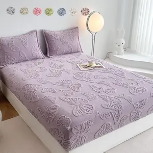 High-Quality Multicolor Butterfly Pattern Bedding Set, Thick Velvet Fabric, Comfortable Soft, Fits Various Mattress Sizes, Bedroom Use