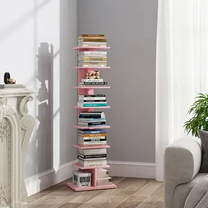 Bookshelf, 8-Tier Bookcase, Narrow  Book Shelf for Small Space, Corner Standing Shelf for Living Room, Office, Study, Entryway,  BS06BP008