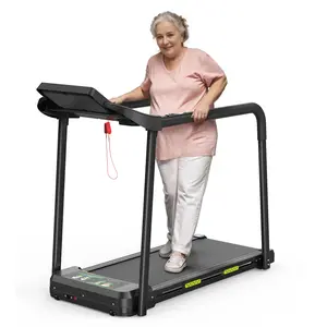 Senior-Friendly Walking Pad Treadmill - Foldable Design, 300lb Capacity, Extra-Long Safety Handrails & Large LED Display for Elderly Home Use