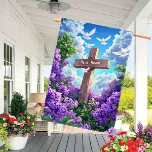 60x96inch Easter Cross and White Dove Double-Sided Garden Flag Polyester Fiber Outdoor Lawn and Patio Decoration Outdoor Garden Flag