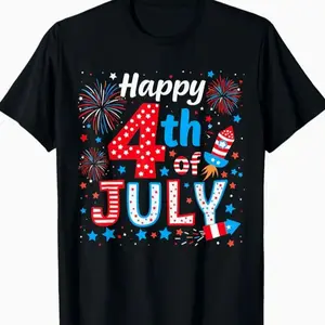 Happy 4th Of July Patriotic American Flag USA Men Women Kids T-Shirt