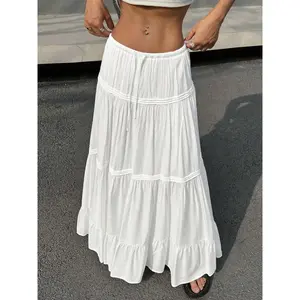 Women's Solid Color Skirt, Casual Fashion Skirt for Daily Wear, Ladies Bottoms for Summer, flared skirt, Lightweight Skirts
