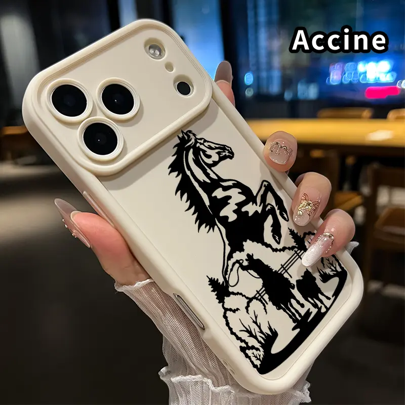 Phone case for iPhone 17 Pro Max 16 Plus 15 14 13 12 11 Air E Wild Horse Spirit Anti-Scratch Shockproof TPU Bumper Drop-proof Cover