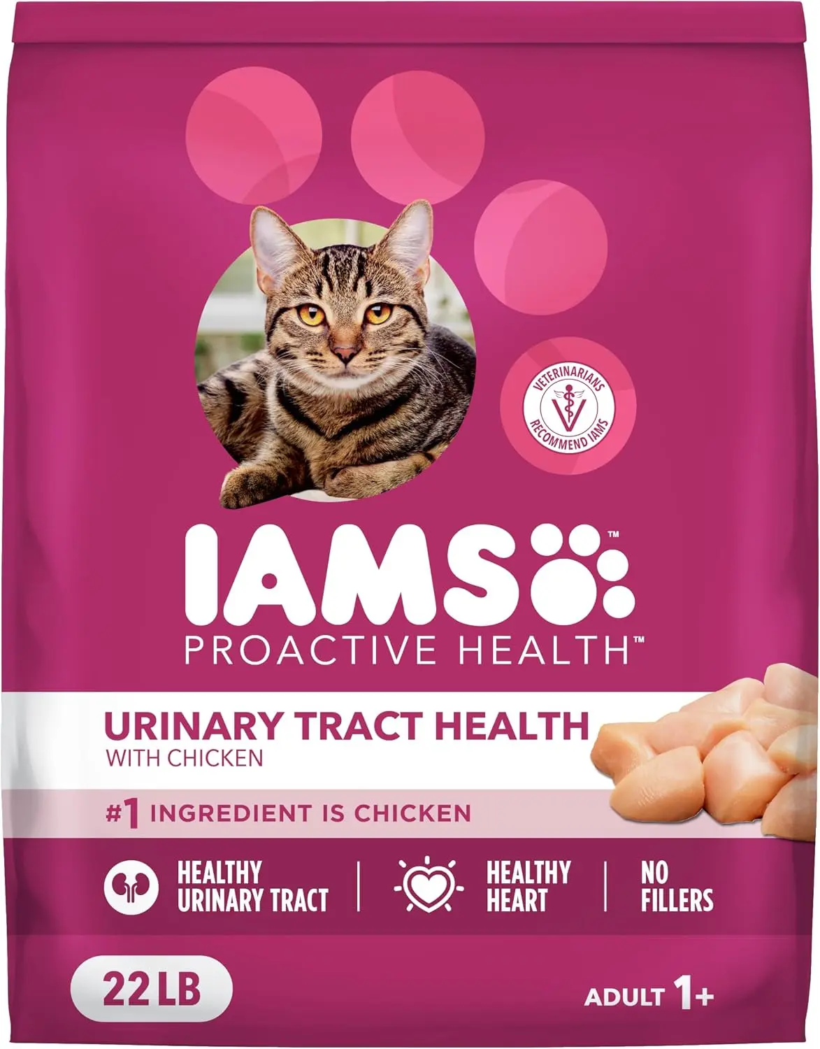 IAMS Proactive Health Dry Cat Food, Urinary Tract Health, Adult Cat Food Dry Recipe with Chicken, 22 lb. Bag