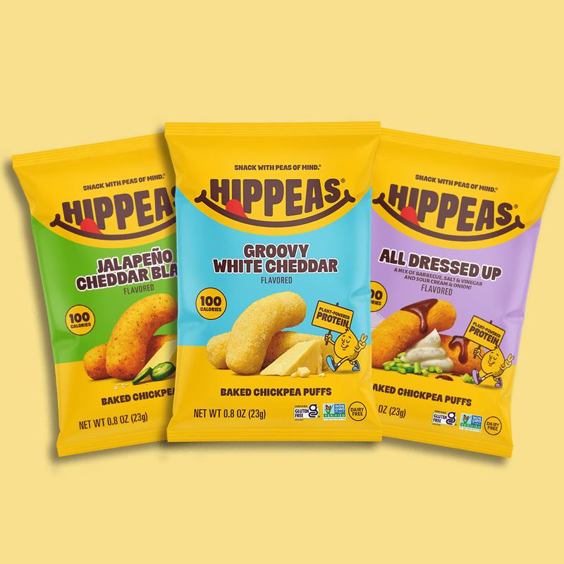 HIPPEAS Chickpea Puffs Variety Pack, 18 Pieces, Crispy Party Snacks, Snack Crunch Finger Foods