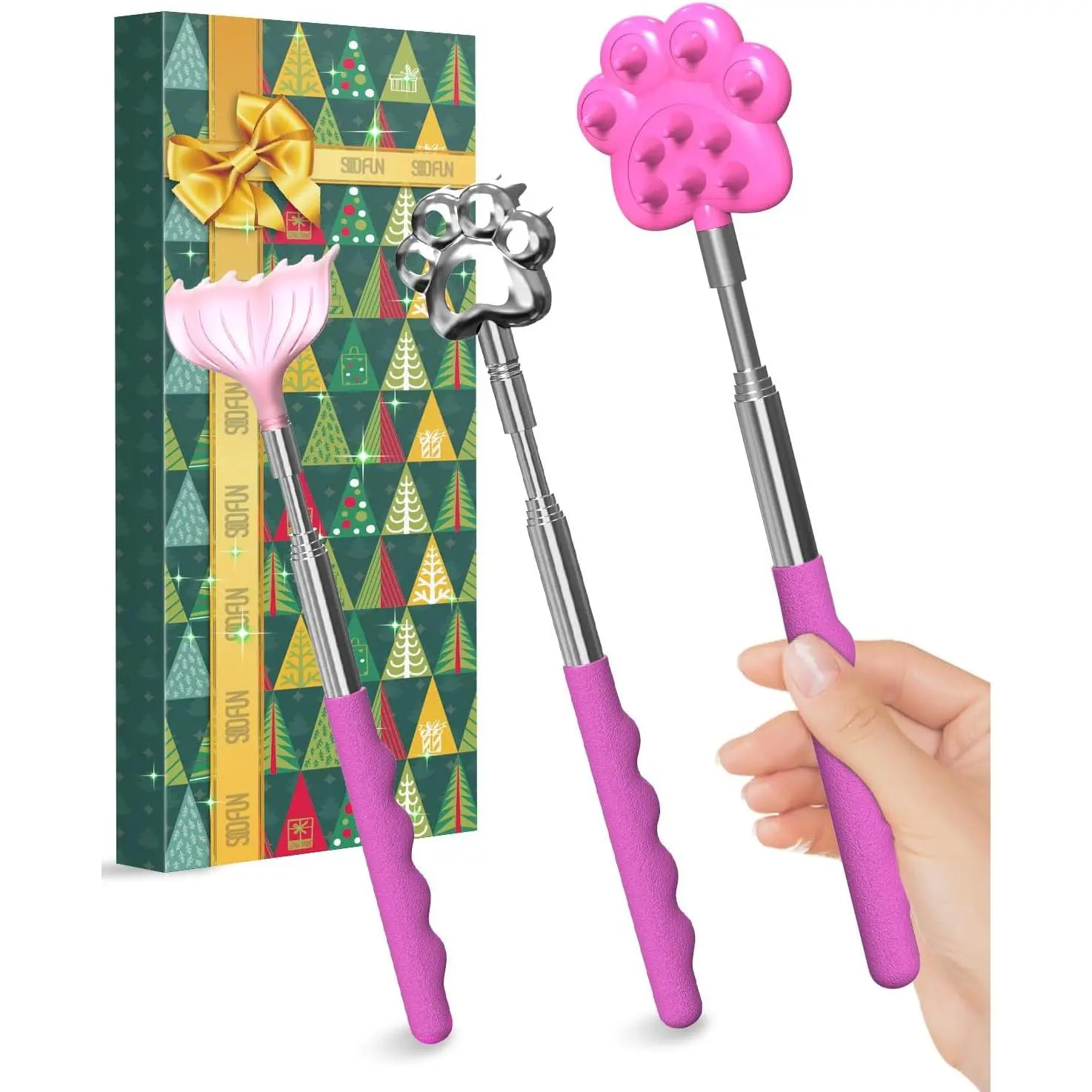 Back Scratcher Metal Extendable Metal Scratchers - Back Massage Gifts for Adults Christmas Stocking Stuffers Gifts for Men Women Cool Items Tools Ideas Gadgets Wife Kids Elderly White Elephant