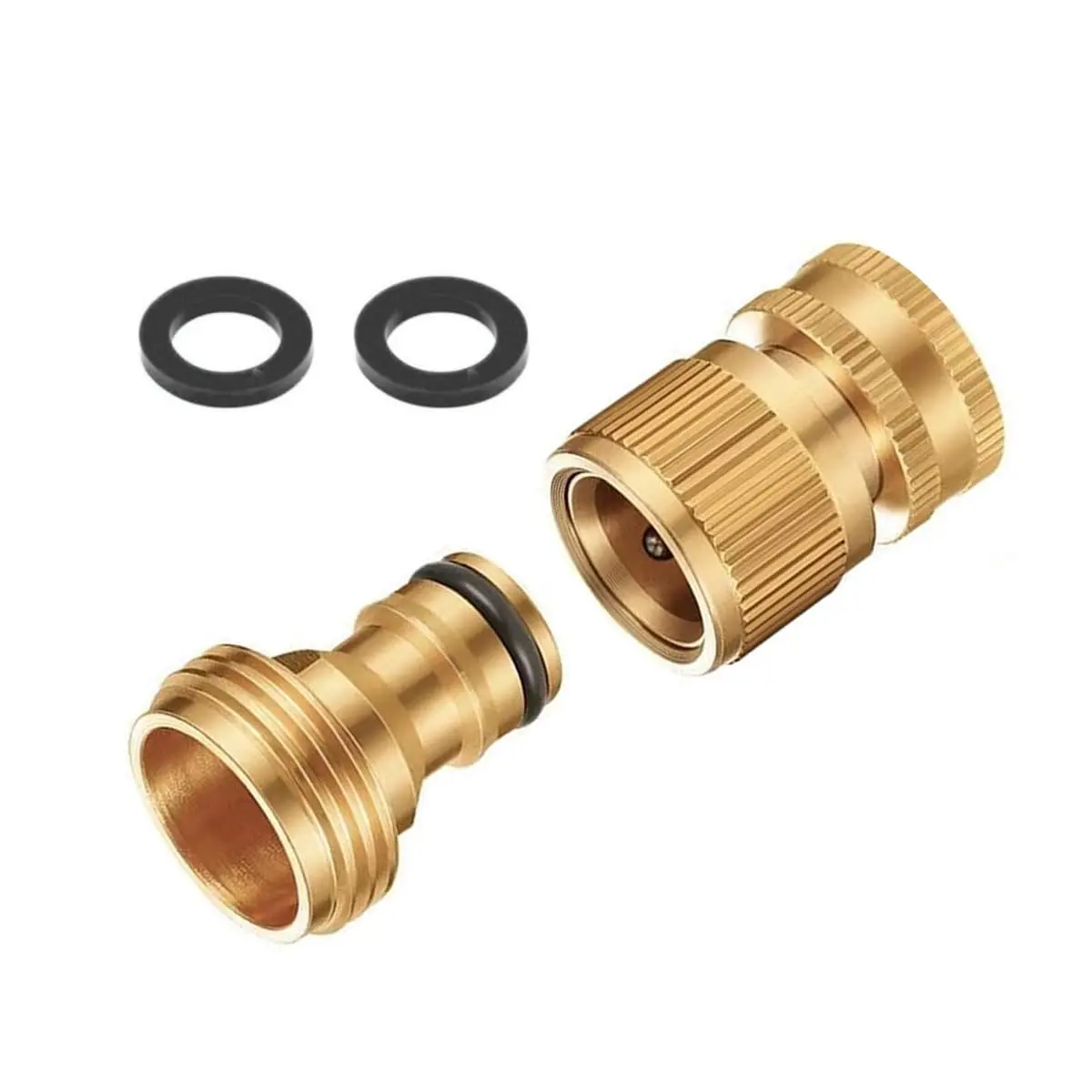 3/4-inch Brass Water Hose Quick Connector (Male & Female Set) – Garden Hose Quick-Release Fitting
