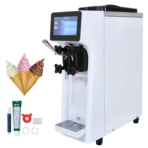 VEVOR Commercial Soft Serve Ice Cream Machine, 10.6qt/hour Yield, 1000W Single Flavor Countertop Maker, 4L Hopper, 1.6L Cylinder, Touch Screen, Autoclean, Pre-Cooling Function for Restaurant, Snack Bar