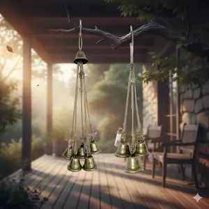 Adjustable Waterdrop-Shaped Door Handle Hanging Wind Chime, Rustproof Metal Outdoor Garden Decor, Creative Home Gift for Porch, Indoor & Outdoor Decorative Wind Bell for Multiple Spaces, Instagram Aesthetic Waterdrop Wind Chime for Entryway and Patio