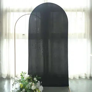 7ft Matte Black Spandex Fitted Chiara Backdrop Stand Cover For Round Top Wedding Arch