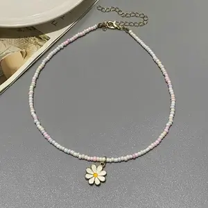 New Fashion flower Choker  Seed beads Necklace for Girl Women Pendant Collar Jewelry Gift for Friend   Necklace