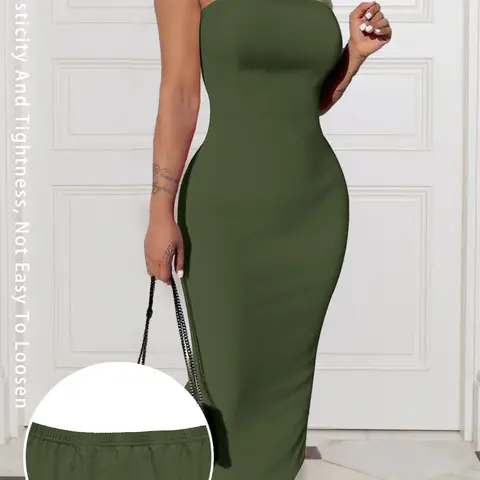 Women's Long Length Halter Sleeveless Dress, Solid Pure Color Elastic Fabric, Elegant Solid Color, Simple Elegance, Minimalist, Perfect for Daily Casual Wear, Stylish and Comfortable