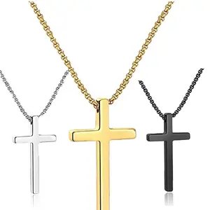 Stainless Cross Chain for Men and Women Unisex Gold Silver Black Simple Elegant Design 18 Inches Hypoallergenic Durable Necklace