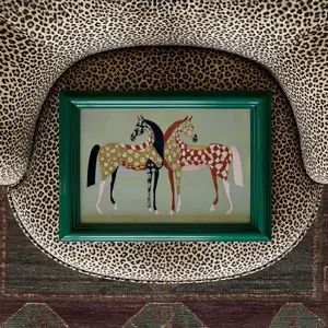 Patterned Horse Art Print: Modern Western Folk Style