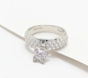 Diamonique x Kathy Levine Charmed by You Pave Band Ring, Sterling Silver