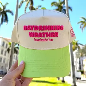 Day Drinking Weather - Lime Green Trucker Hat