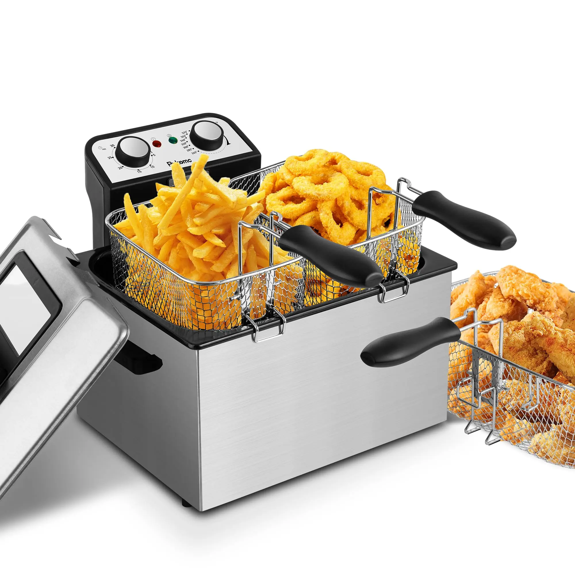SUSTEAS Kitchen Appliances Electric Deep Fryer – 4L Capacity, Cool-Touch Edges, Removable Parts, Viewing Window & Adjustable Temperature Control