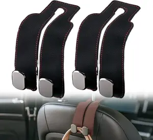 2-Pack Leather Headrest Hooks: Car Seat Organizer for Purses & Bags – Cute & Functional Twin Hook Hangers