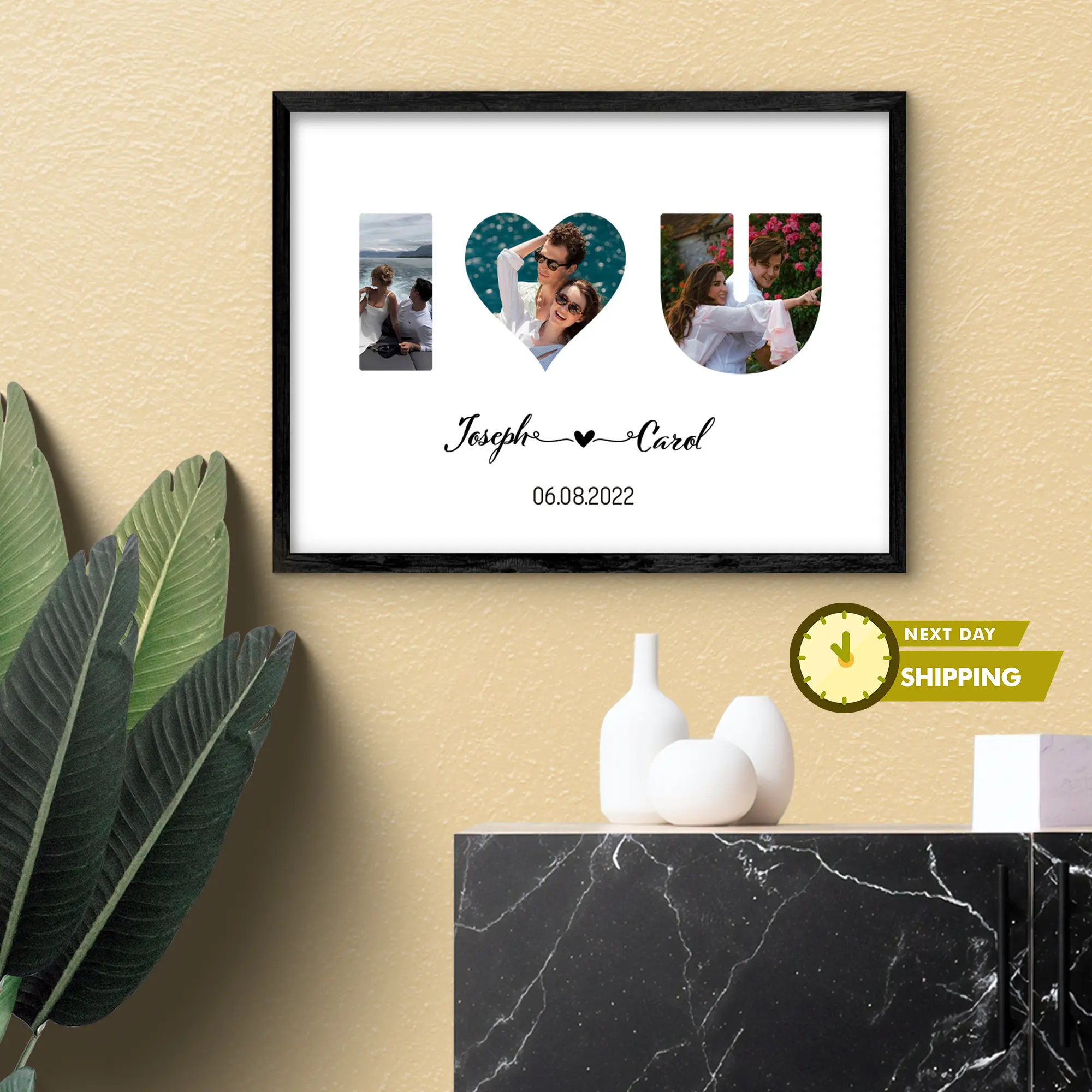 I Love You Collage, Couple Photo Collage, Personalized I Love You Keepsake, Anniversary Wall Decor, Love Photo Collage, Anniversary Gifts, Personalized Decor, Photo Collage, Couples Gift, Home Gift