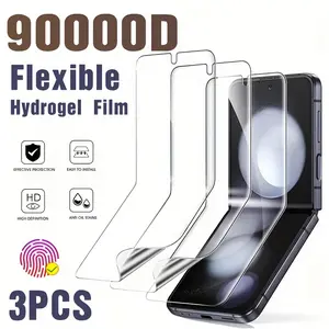 3 Pcs Ultra HighDefinition Hydrogel Film Screen Protector for Samsung galaxy Z Flip 6/Z Flip 4/Z Flip 5/Z Flip 3 5G/Z Flip 5G, Ultra-Thin, Full Coverage, Fingerprint Unlock Compatible, Anti-scratch, Anti-fingerprint, High Sensitivity[Not Glass]