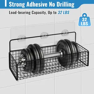 15-Pack Shower Caddy Adhesive Hooks - Strong No-Drill Bathroom & Kitchen Storage Shelves, 3 Sizes, Waterproof, Multi-Surface Use, Easy Installation