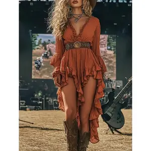 Ruffled floral fringes for cross-border European and American summer women’s clothing