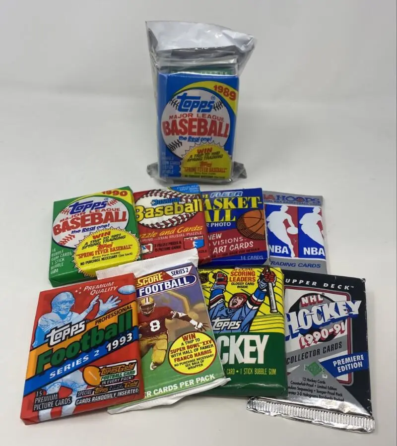 Multi-Sport 100 Card Sealed Vintage Pack Lot Baseball Basketball Football Hcky