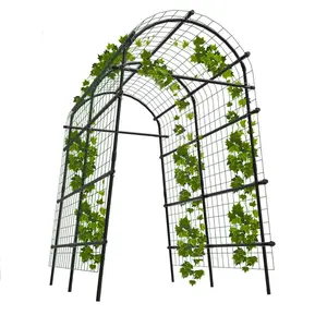 Garvee Garden Trellis Arch for Climbing Plants, 39" Polyethylene-Coated Steel Plant Support with Clips & Netting for Cucumbers, Peas, and Vines