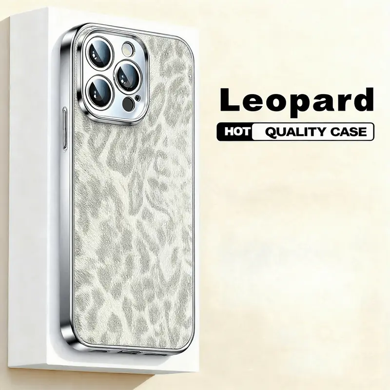 leopard print phone case iphone 15 Leopard Print MagSafe Phone Case (Grey)