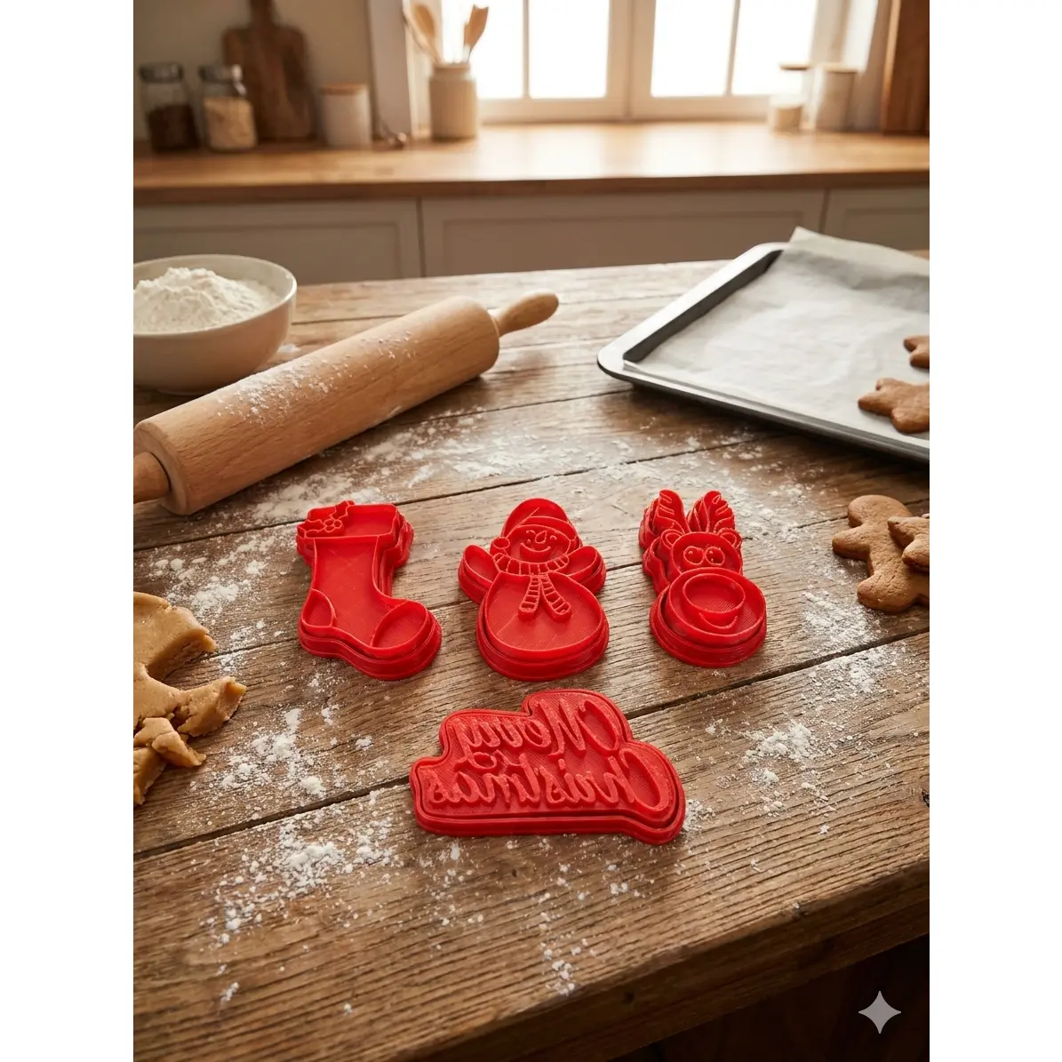 Christmas Cookie Cutters Set - Classic Bake Kitchen Utensils with Pressed Detail for Oven Use