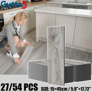 Self-Adhesive Vinyl Floor Tiles, 27/54 Pieces Per Box, 3D Texture, Durable & Slip-Resistant, Easy Installation for Office, Living Room, Bedroom