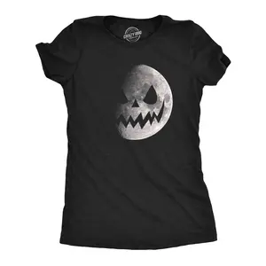Womens Moon Jack O Lantern T Shirt Funny Spooky Lunar Phases Scary Face Tee for Ladies Funny Womens T Shirts Cute Vintage Fashion Casual Ladies T-Shirt Gift Halloween Tops for Women Women's Novelty Tees Black -