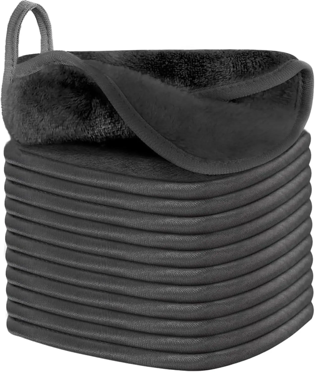 Makeup Remover Cloth 12 Pack, Super Soft and Reusable Microfiber Makeup Remover Towels for All Skin Types, Perfect Face Towels for Women, 6 Inch X 6 Inch, Dark Grey Puomue